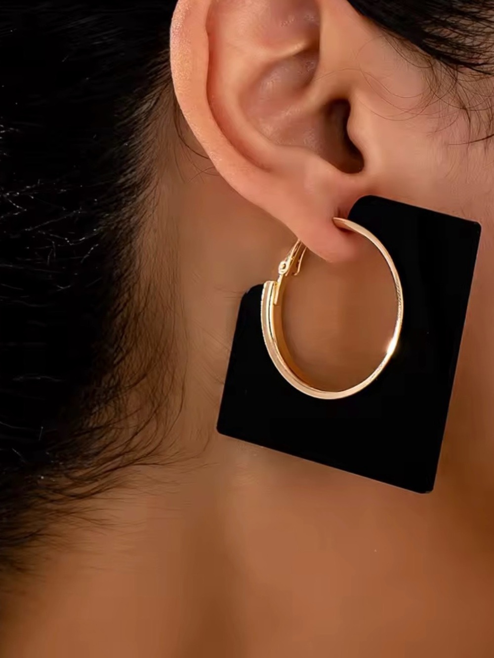 Classic Gold Hoop square design Earrings for Women - Polished Shine Havana